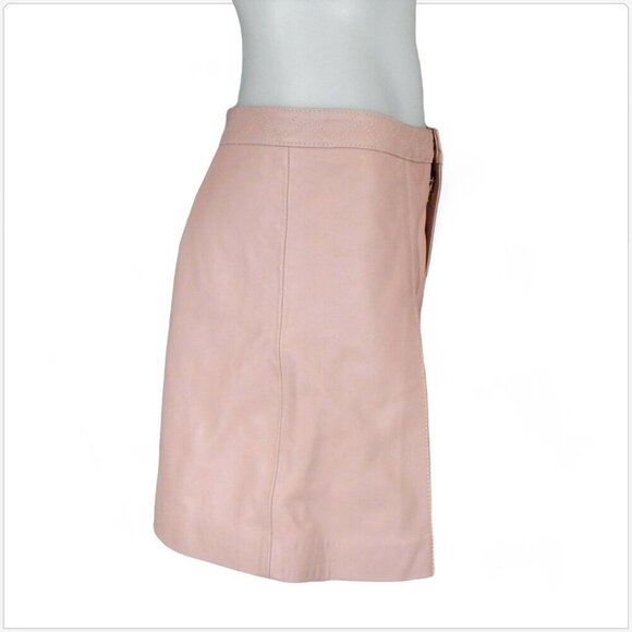 Rebecca Minkoff Mina Pink 100% Leather Lambskin Hydrangea Shorts New NWT Size 0 - Picture 5 of 8